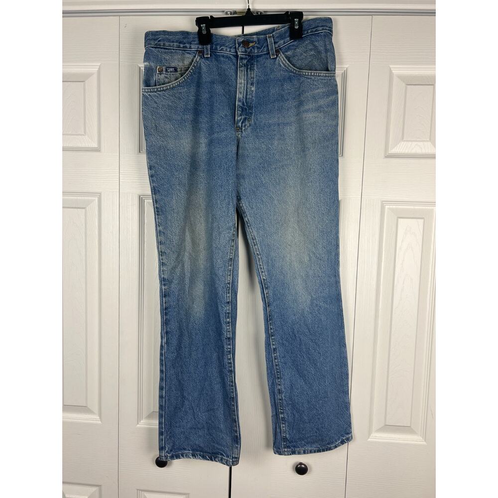 Vtg Lee Straight Leg Jeans Mens 36 x 31 Blue Denim‎ Medium Wash Fading